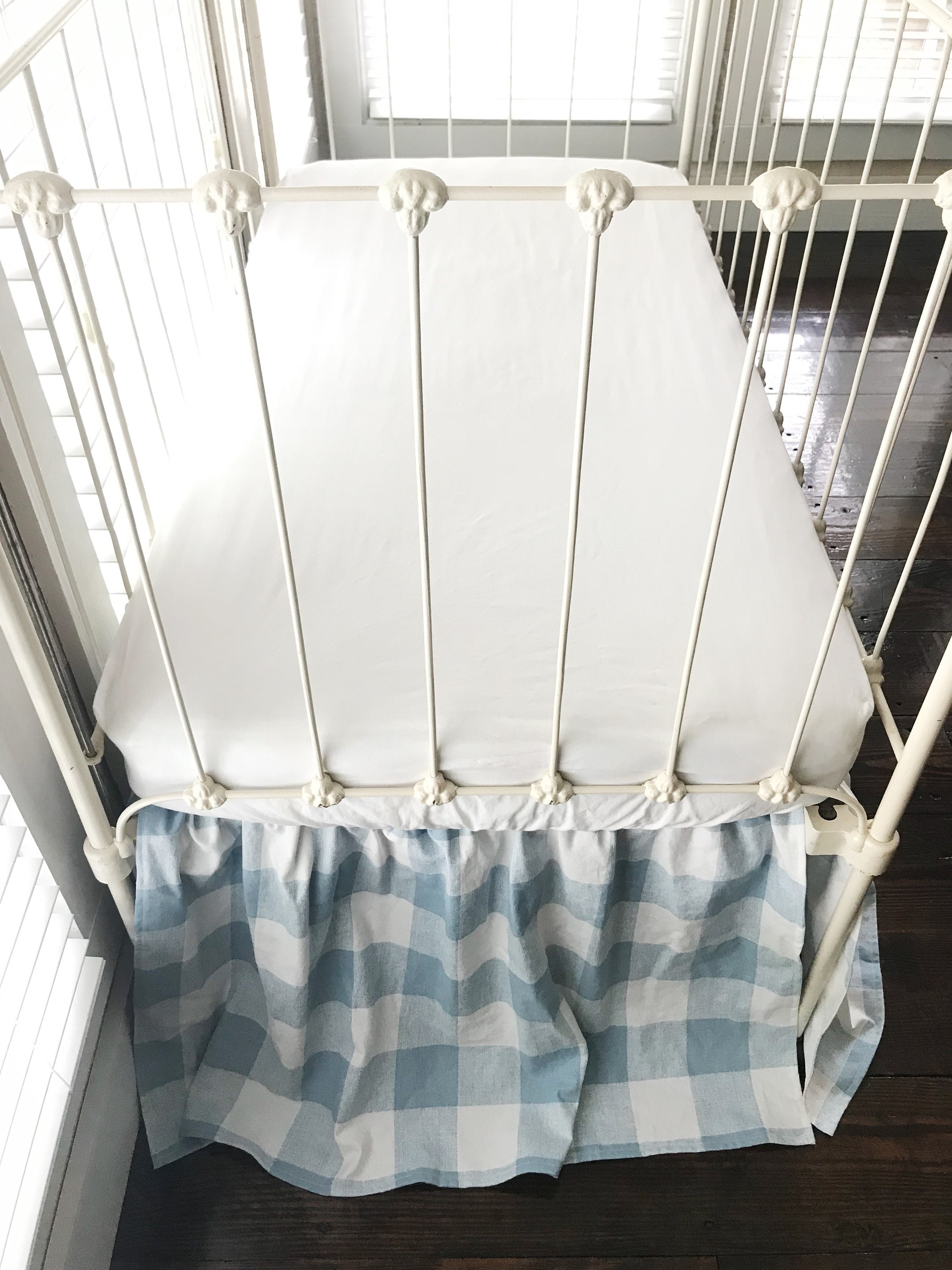 Blue plaid crib skirt hotsell