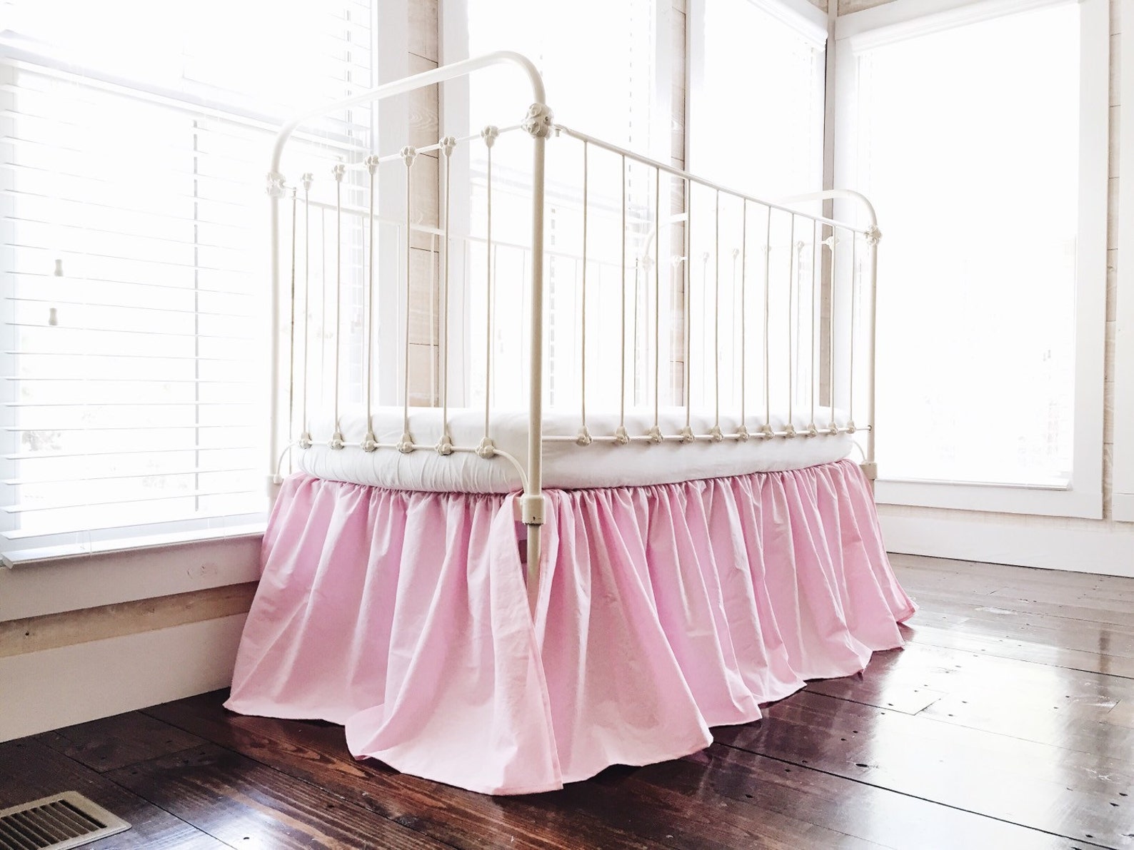 Parfait Pink Farmhouse Crib Skirt for Baby Girls Crib Dust Etsy