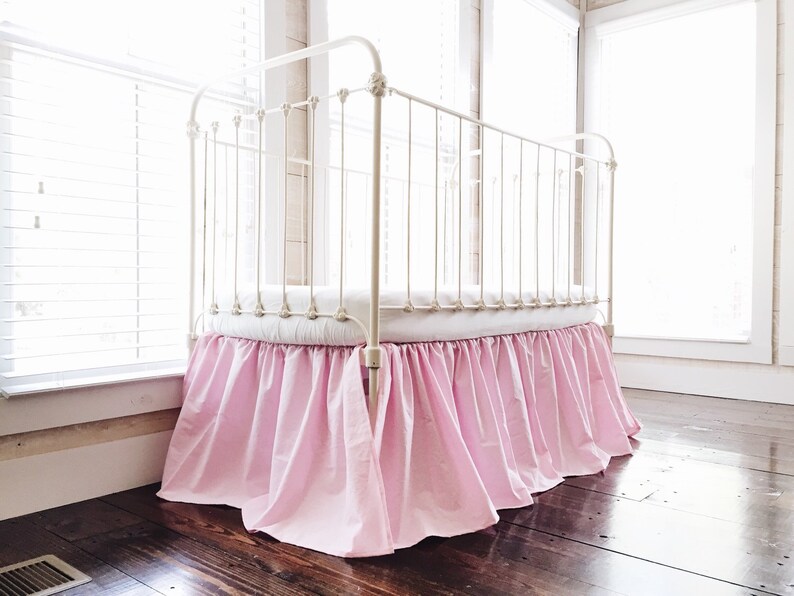 Parfait Pink Farmhouse Crib Skirt for Baby Girls Crib Dust Etsy