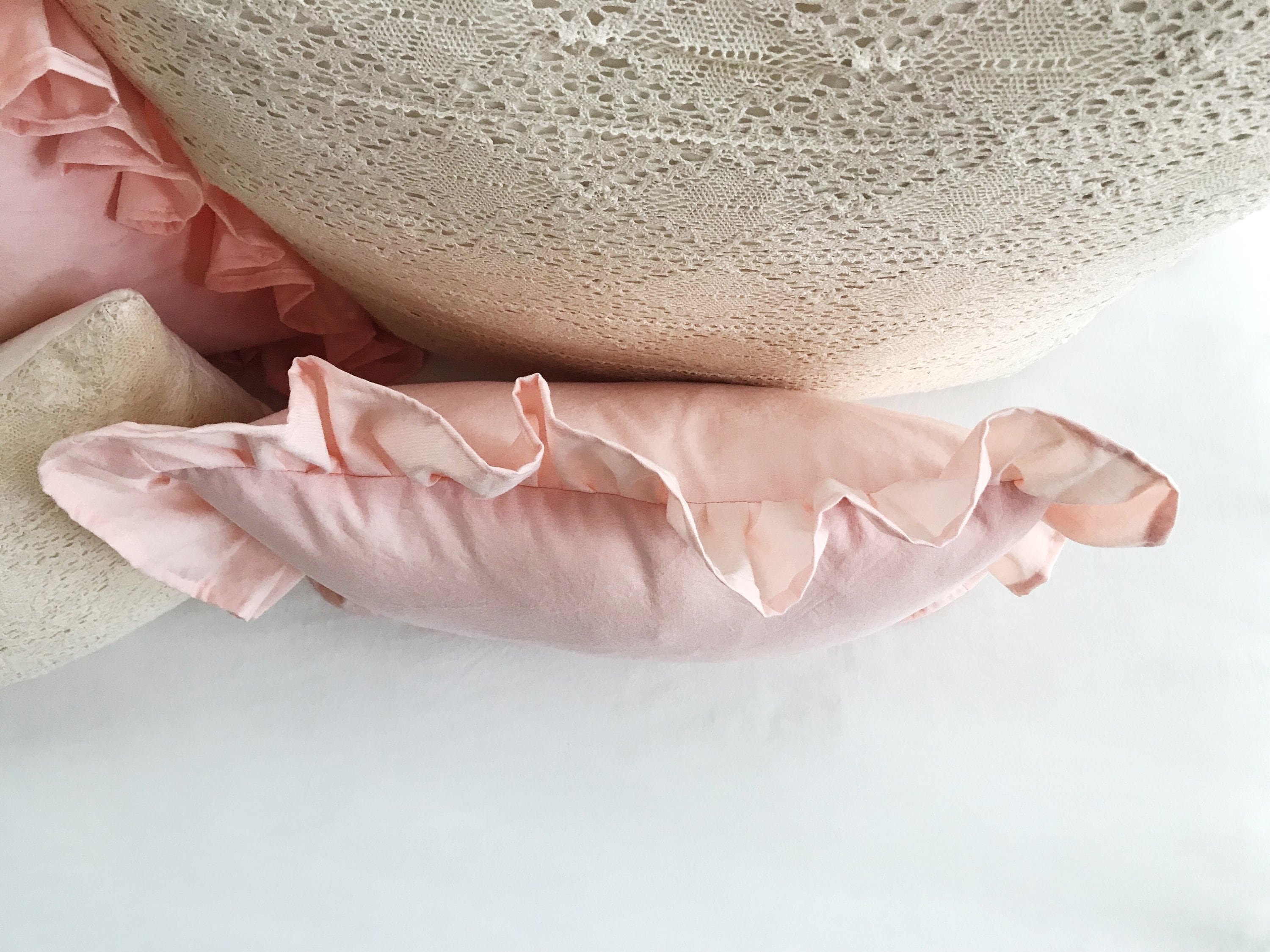 Girl Crib Pillow for Baby Bed Pink Ruffled Nursery Bedding Etsy UK