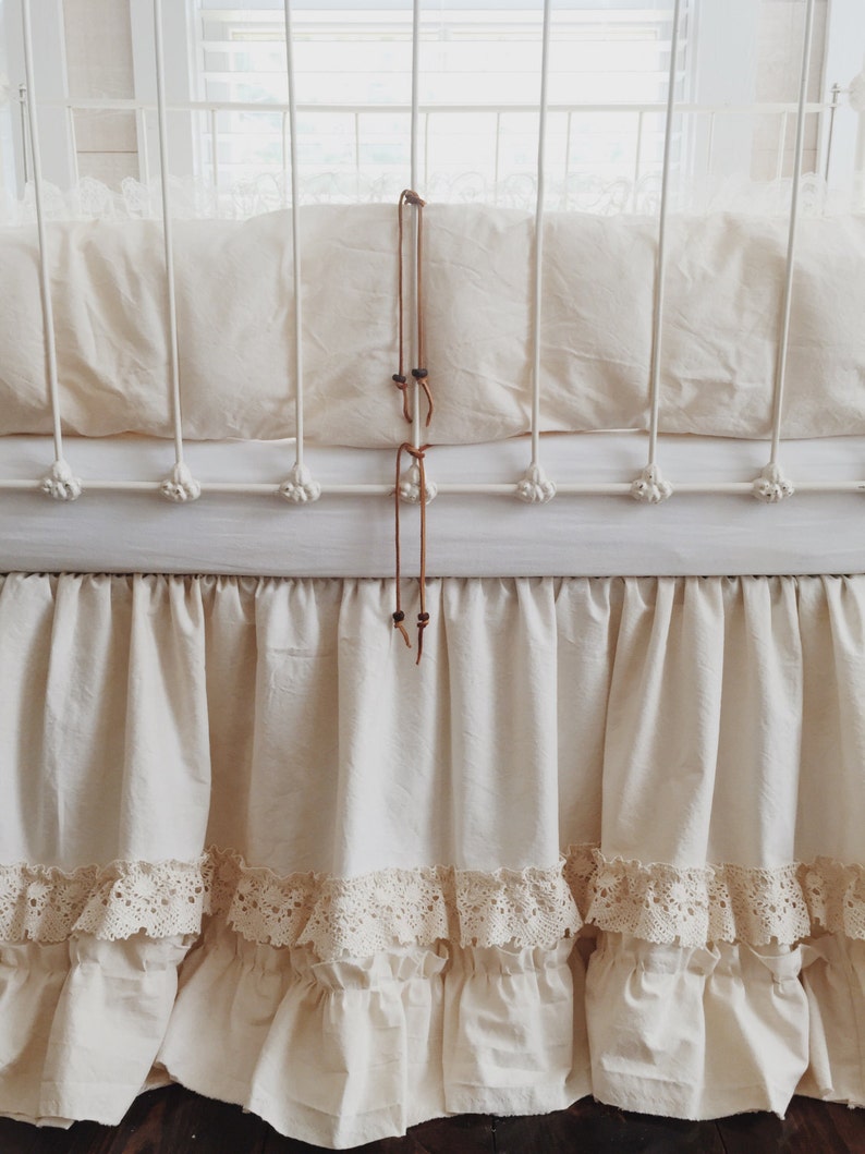 Vintage Lace Boho Crib Bedding Set Ruffle Crib Skirt Etsy