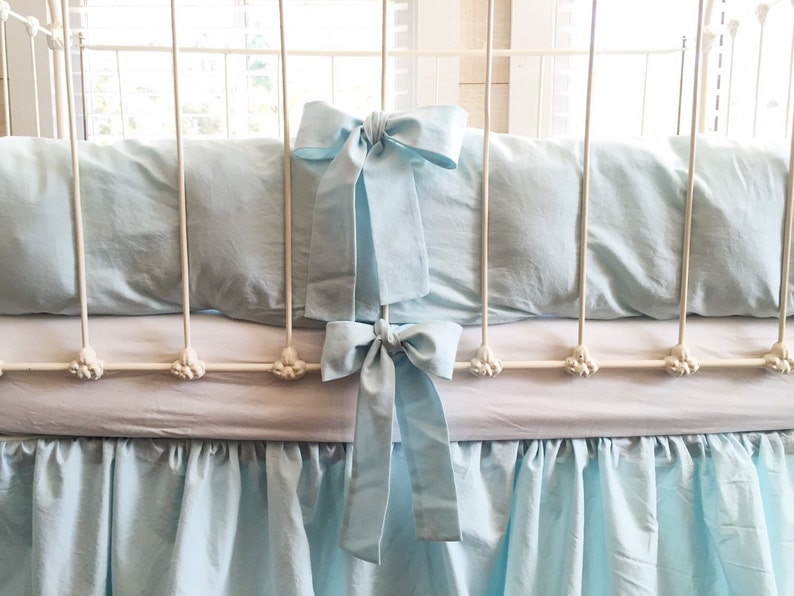 blue crib bumper