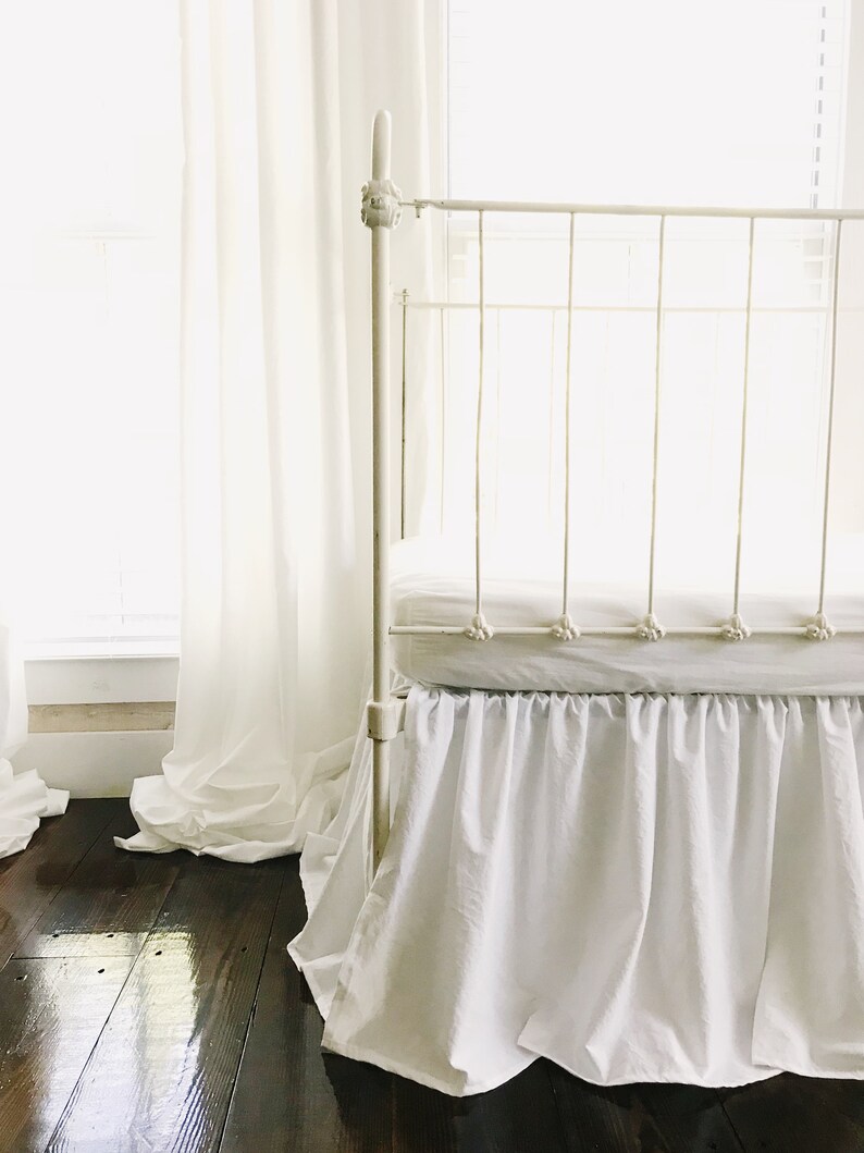 White Farmhouse Crib Skirt White Baby Bed Skirt Crib Skirt Etsy