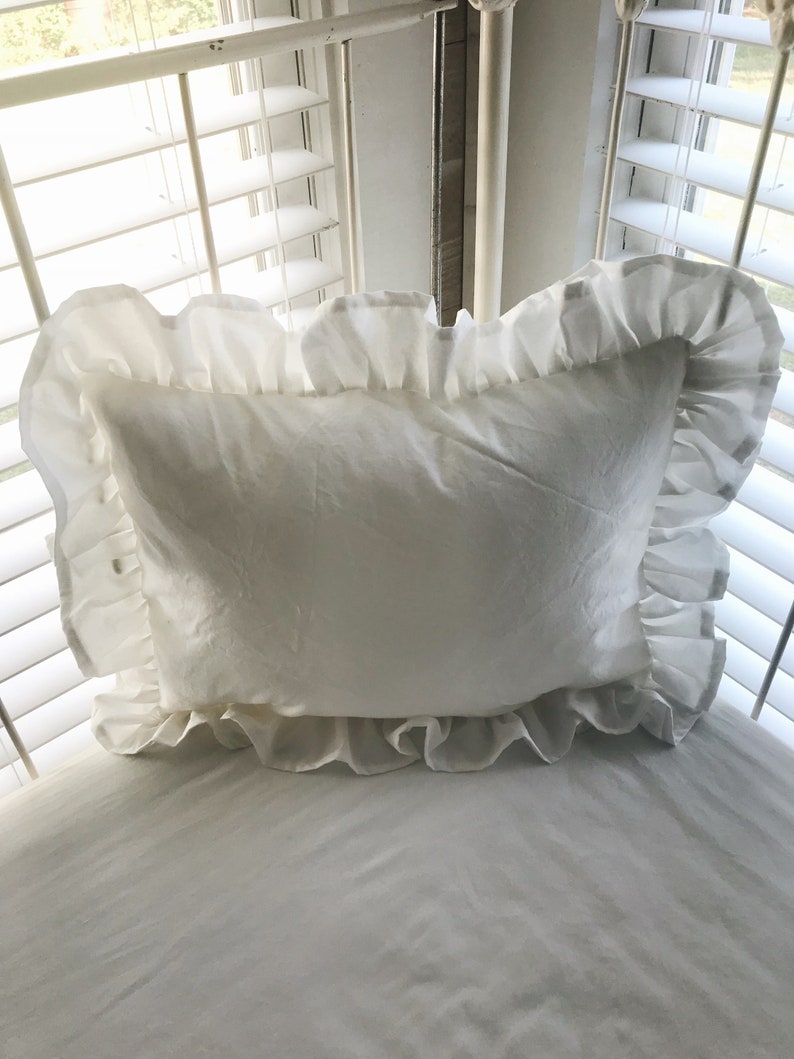 White Ruffled Baby Bed Crib Pillow Toddler Pillow White Etsy