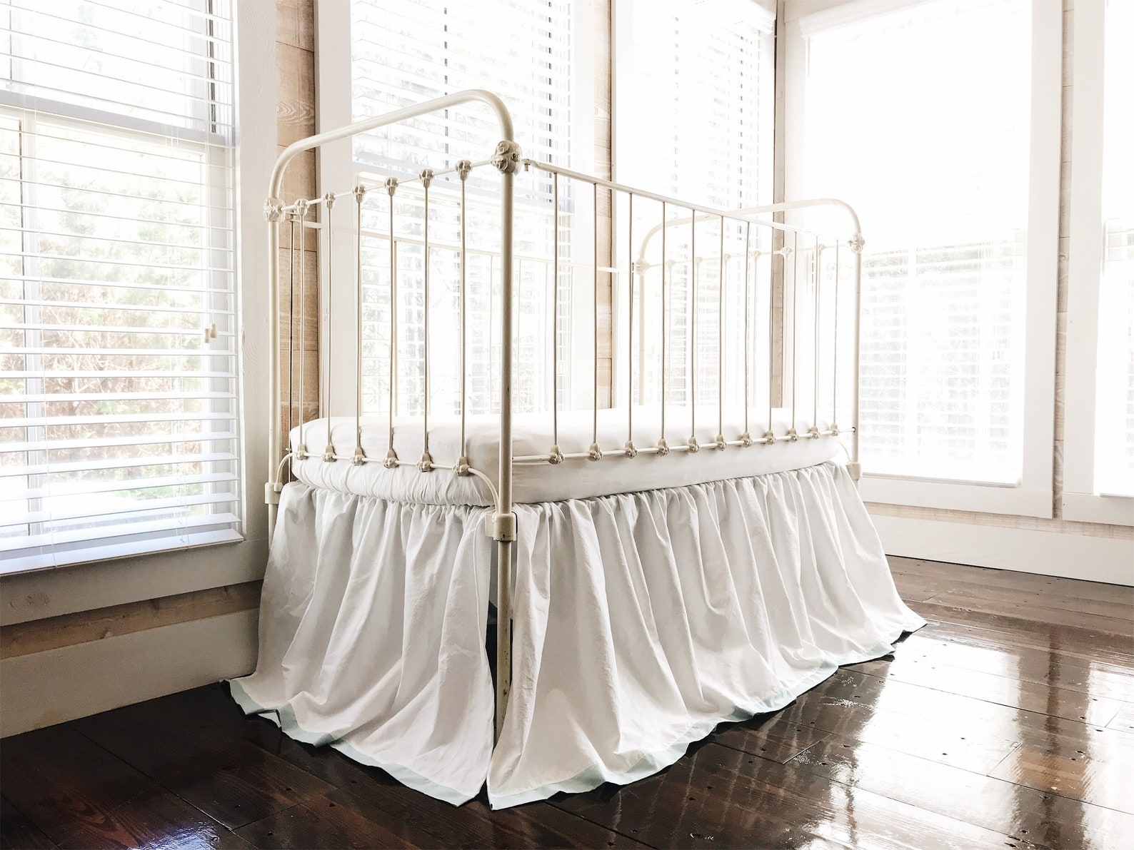 White and Mist Farmhouse Crib Skirt for Boy or Girl White Etsy