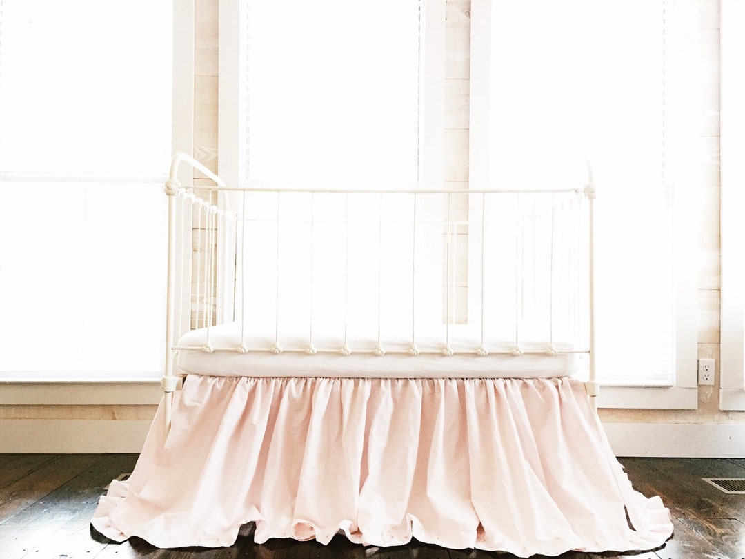 Girl Ruffled Crib Skirt Baby Pink Bed Skirt Crib Dust Etsy