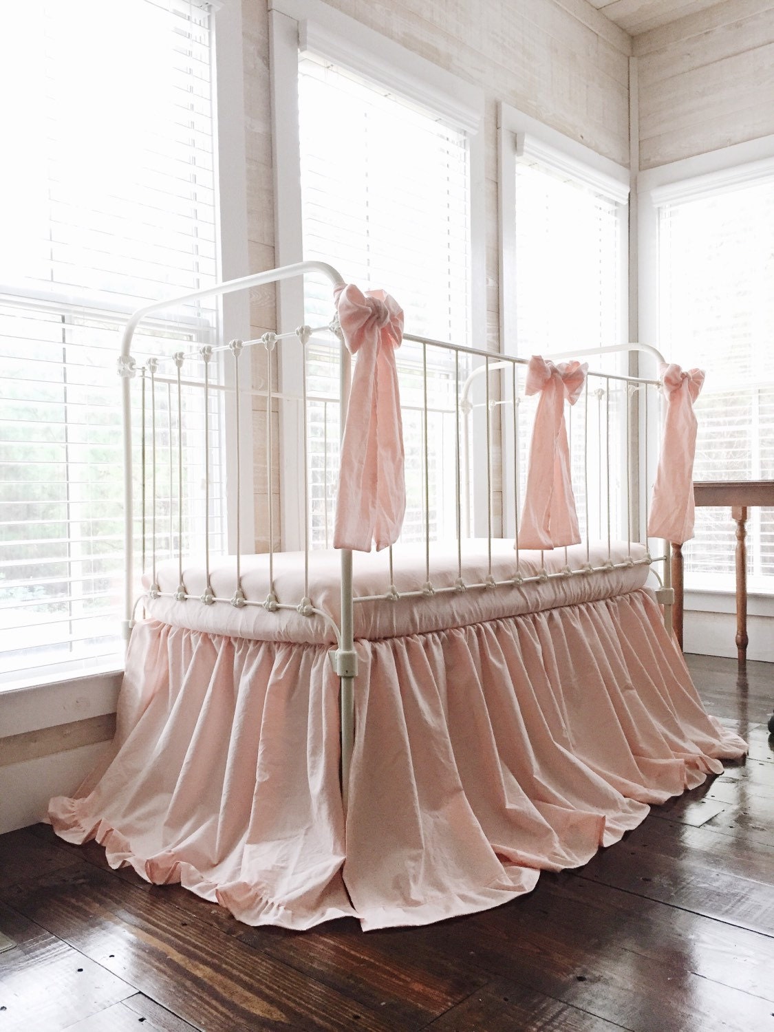 Pink Ruffle Crib Bedding Set Ruffled Crib Skirt Baby Girl Etsy