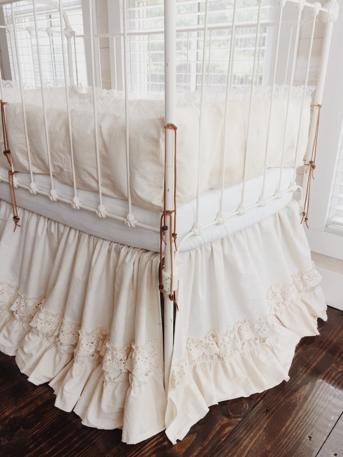 Vintage Lace Boho Crib Bedding Set Ruffle Crib Skirt Etsy