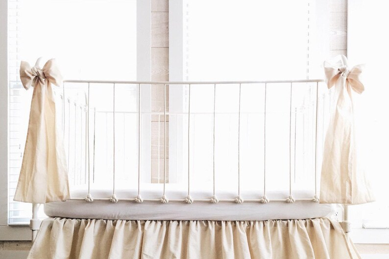 Natural Large Crib Bow Neutral Curtain Tie Backs Cream Etsy