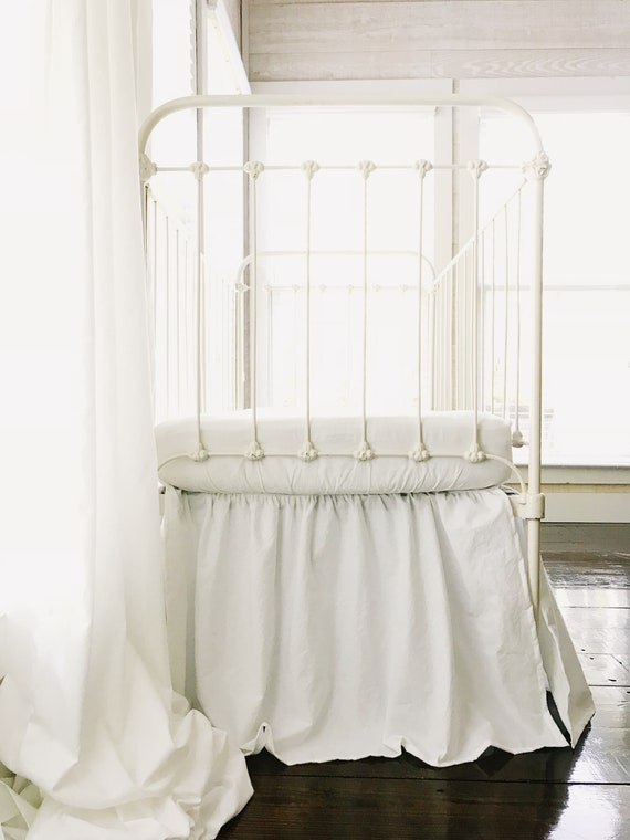 White Farmhouse Crib Skirt White Crib Bedding Long Crib Etsy
