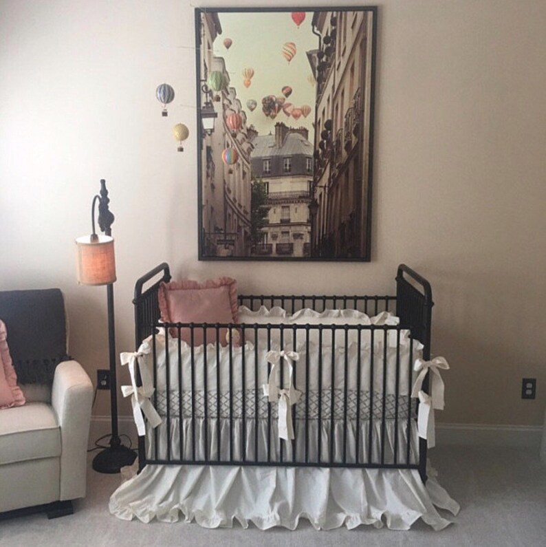 French Country Ruffle Crib Bedding Solid Neutral Baby Crib Etsy