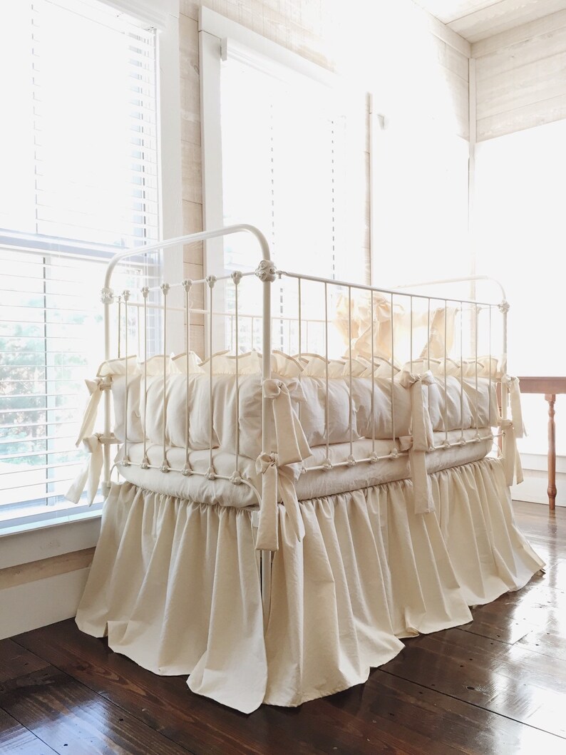 Natural Farmhouse Crib Bedding Set Neutral Crib Bumpers with Etsy
