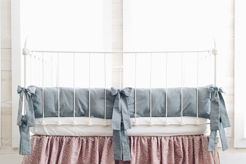 Denim Chambray Crib Bumpers Crib Bumpers Baby Bedding Etsy