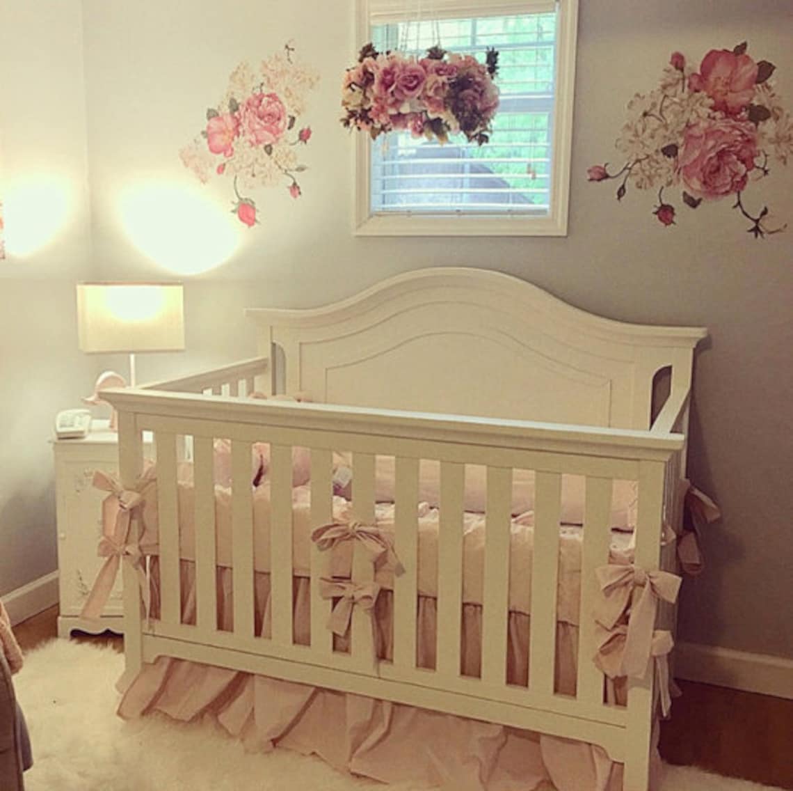 Baby Pink Farmhouse Crib Bedding Set Girl Crib Set Baby Etsy