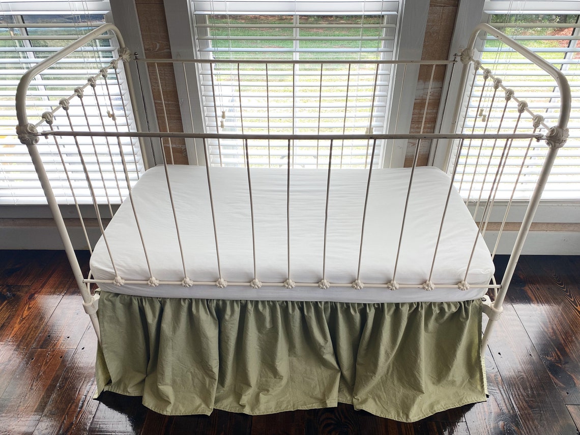 Sage Green Crib Skirt Boy Girl Baby Bedskirt Woodland Etsy