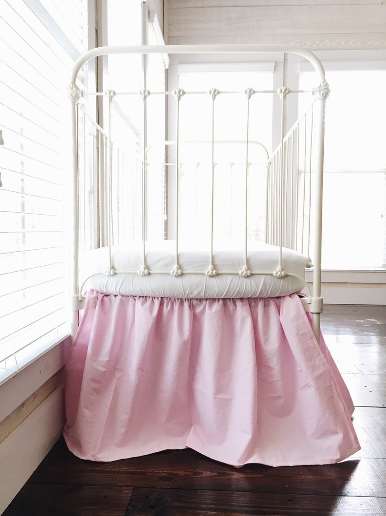 Parfait Pink Farmhouse Crib Skirt for Baby Girls Crib Dust Etsy