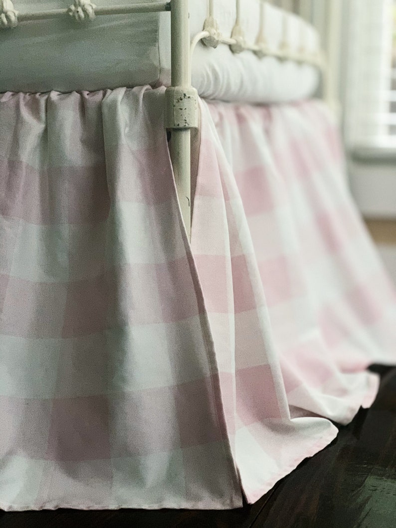 Pink Buffalo Check Farmhouse Crib Skirt Plaid Baby Girl Crib - Etsy