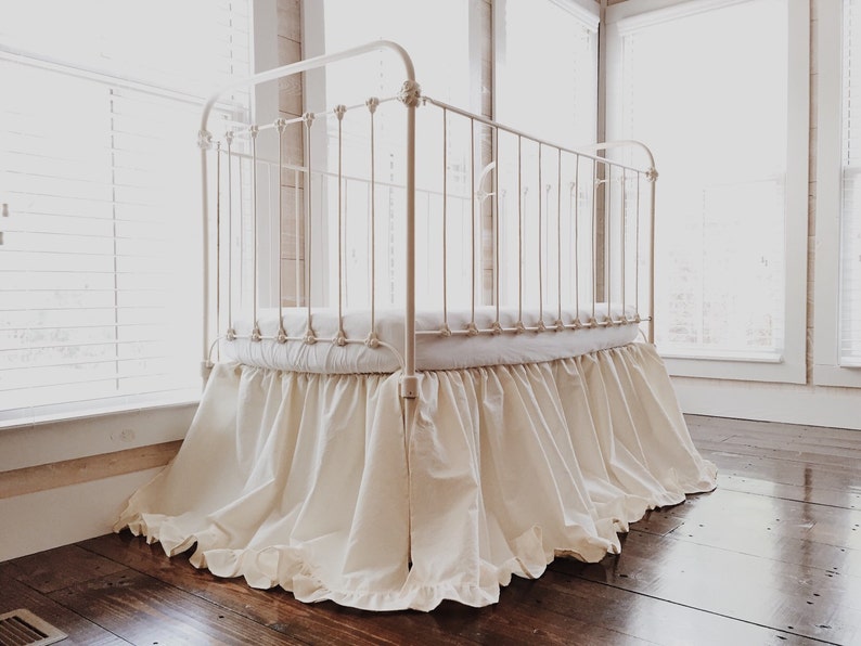 Ivory Ruffled Crib Skirt for Boy or Girl Neutral Baby Bed ...