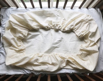 Ivory Mini Crib Sheet: Washed Cotton, Neutral Nursery Bedding