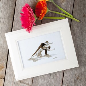 Liebesgeschenk Paar tanzt Tango Einzigartige Zeichnung – Tinte aus Sepia-Walnussschalen – Musik-Tanz-Duo – Schwarz und Weiß – Sinnlich – Sexy