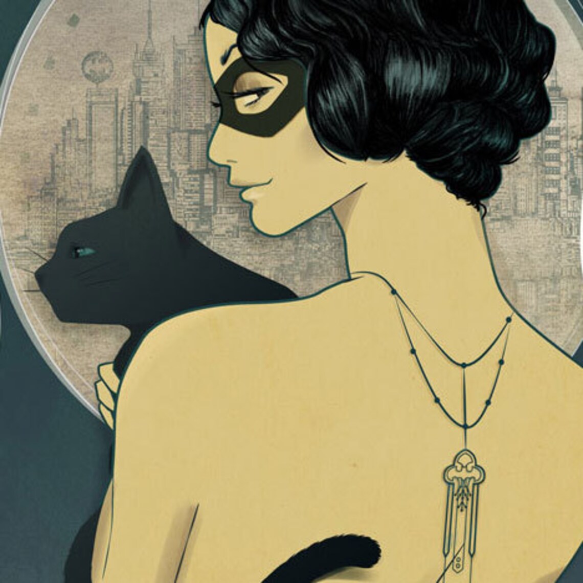 Cadeau Déco Comic Catwoman Style Mucha Art Nouveau Geek Etsy
