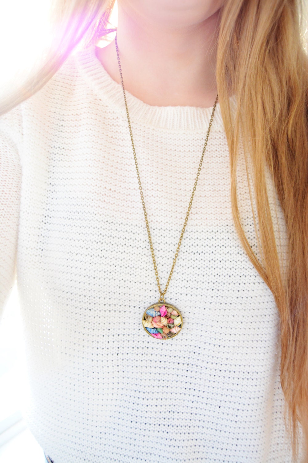 Colorful Seashell Necklace Beach Jewelry Bib Necklace Etsy