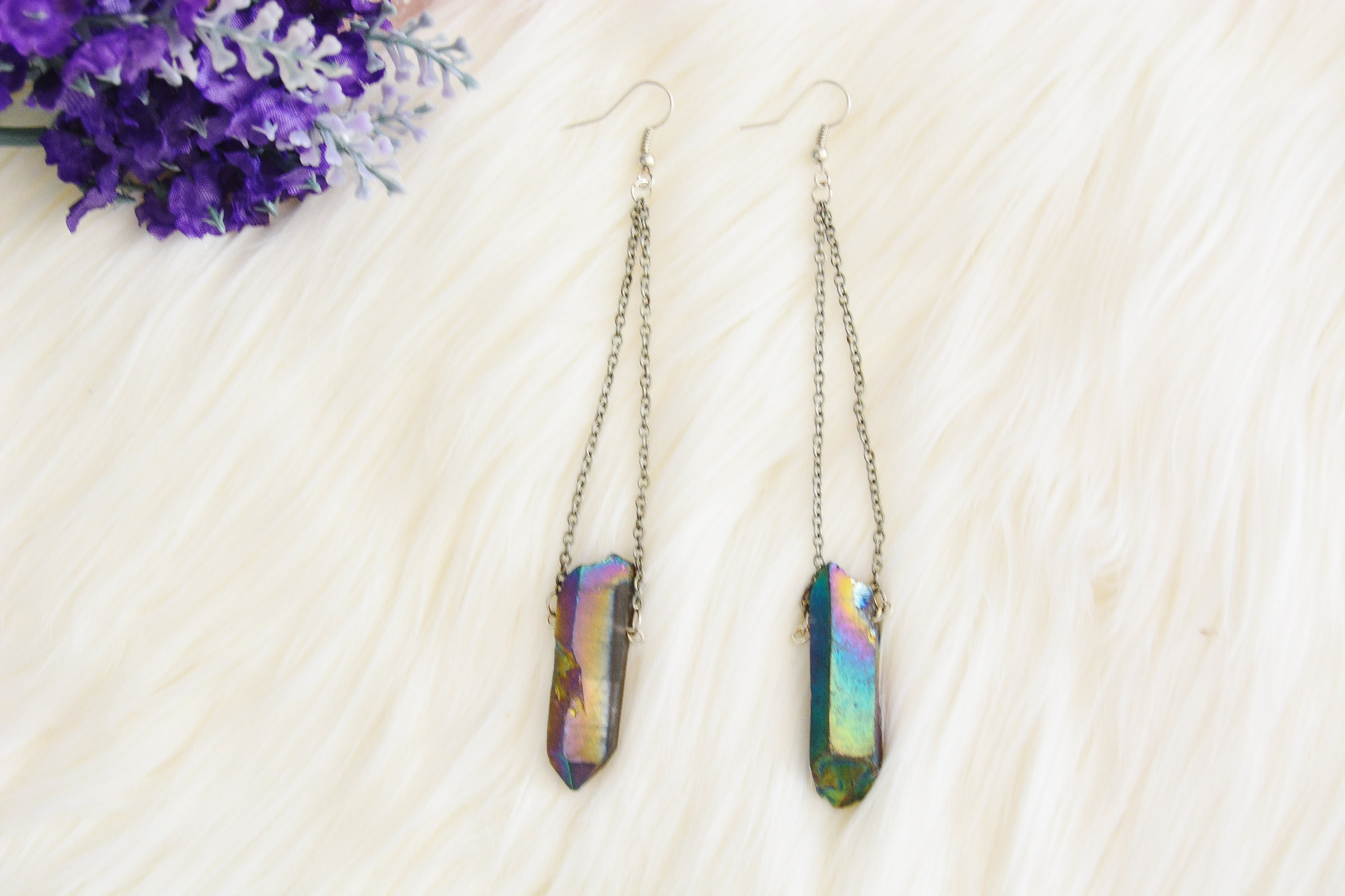 Rose Gold Amethyst And Pink Sapphire Rainbow Tear Drop Earrings | Fabergé | Fabergé - Foto 7