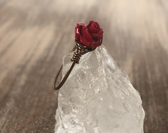 Wire Wrapped Rose Ring