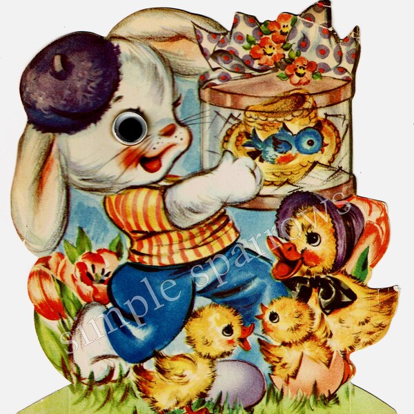 vintage printable Easter bunny INSTANT DOWNLOAD 1940s