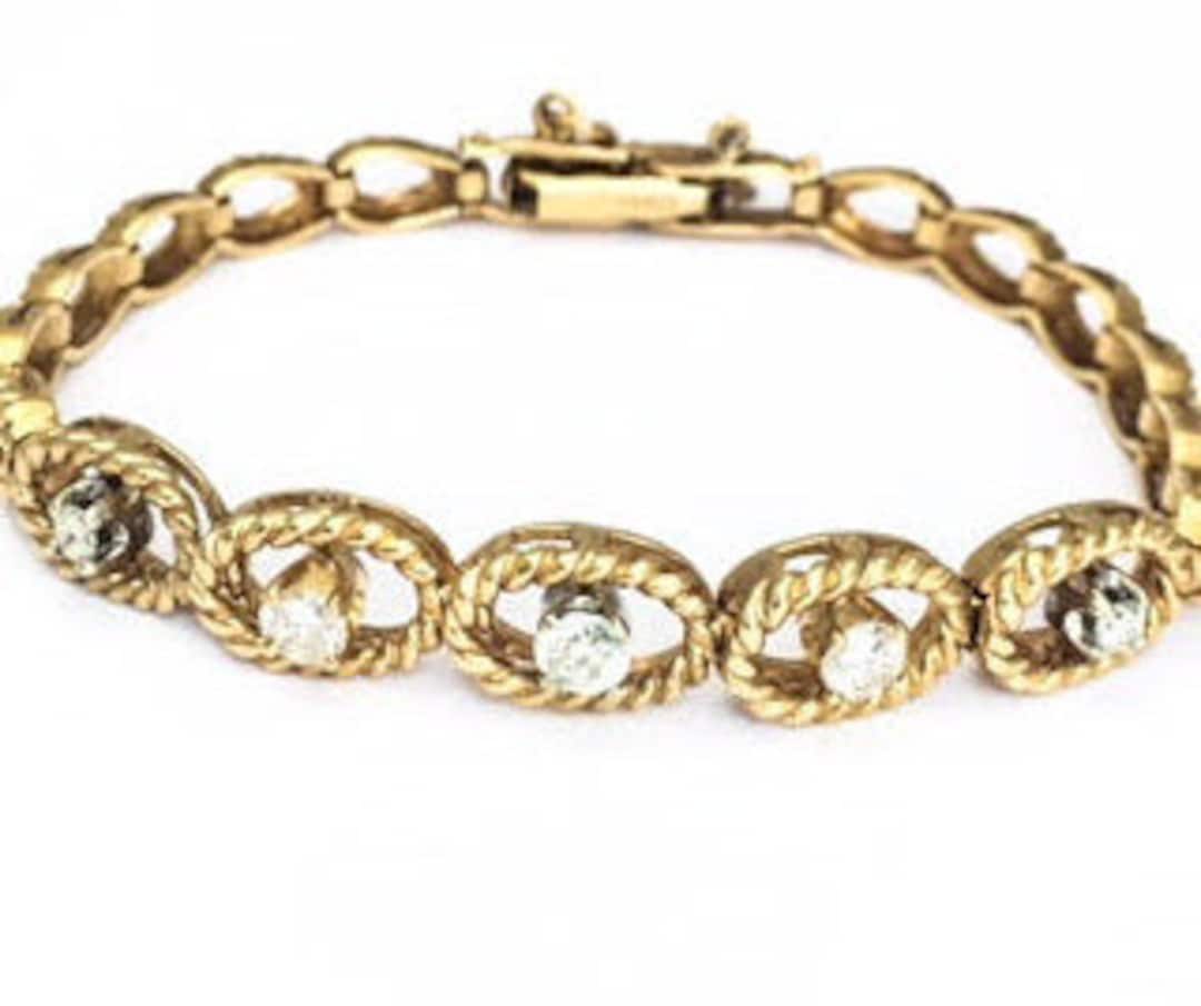 Yellow Gold Diamond Bracelet Etsy