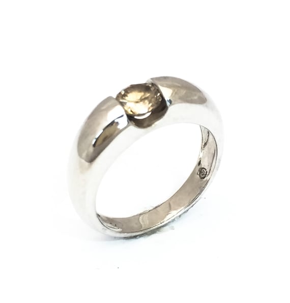 White Gold Champagne Diamond Ring - image 1