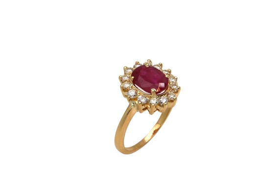 Ruby and Diamond Cocktail Ring - image 2