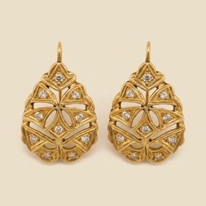 Gelbgold Diamant Träne Durchbruch Ohrringe