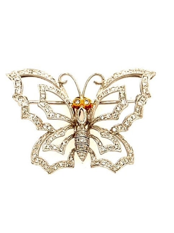 White Gold Diamond Butterfly Pin