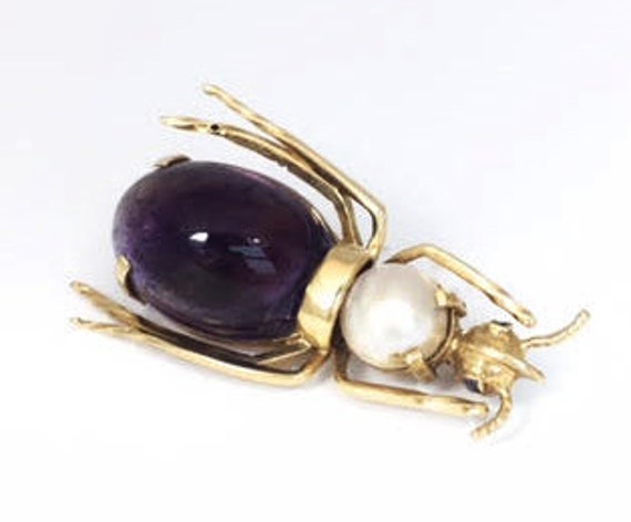 Yellow Gold Cabachon Insect Pin/Brooch
