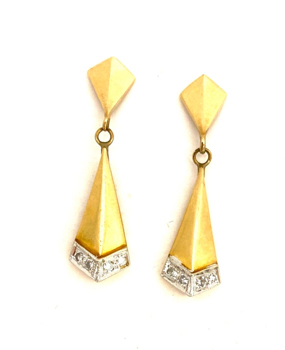 Diamond Fan & Kite-Shape Dangling Earrings - image 1
