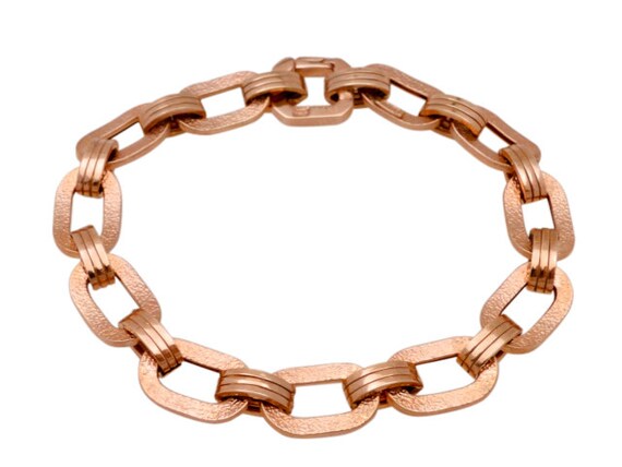 Rose Gold Textured Link Bracelet