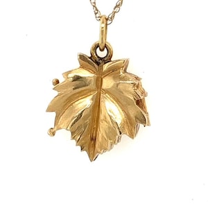 May include: A gold leaf pendant necklace. The leaf is detailed and textured, with a delicate chain.