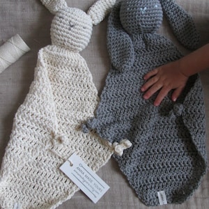 Bunny Lovey Baby Toy, Crocheted, Organic Cotton Security Blanket Baby Shower Gift Cotton Lovey Organic Lovey Neutral Baby Gift image 10