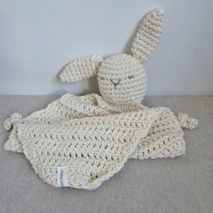 Bunny Lovey Baby Toy, Crocheted, Organic Cotton Security Blanket Baby Shower Gift Cotton Lovey Organic Lovey Neutral Baby Gift Bild 7