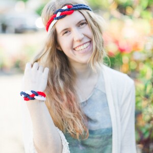 Boho-chic sailor knot knit headband & matching cuff