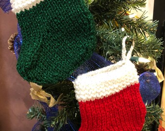 Knit Christmas Stocking Ornaments