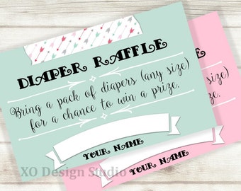 Rifa de pañales Baby Shower, Boletos para rifa de pañales imprimibles, Rifa de pañales Baby Shower, verde menta, rosa, invitación baby shower, niño o niña
