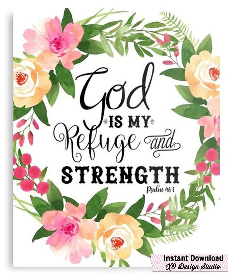 Printable Bible Verse Psalm 46 1 Printable Bible Art Print Christian ...