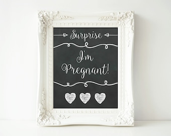 Printable Pregnancy Announcement, Instant Download, chalkboard, pregnancy announcement, sign, card, Facebook, photo prop, we're expecting