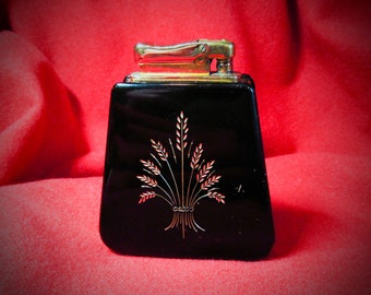 Bakelite COLIBRI KREISLER Lighter, Vintage Bakelite Table Lighter, Large Geometric Shape Lighter, Black n Gold 1940s Display Only Lighter