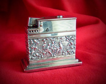 DUTCH MYLFLAM LIGHTER, Early1940s Rare Rembrandt Panel Lighter, Large Vintage Table Lighter, Designer Herbert Hooijkaas, Push Button Igniter