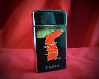 PENGUIN POCKET LIGHTER, 1950s Deco Pocket Lighter, Personal Pocket Lighter, Possible Cigar Pocket Lighter, Large South Korea and DmZ Zone