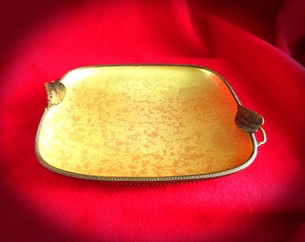 UNUSUAL Evans ASHTRAY, SQUARE 50s Vintage Yellow Enamel Guilloche n Brass Ashtray, Rare Medium Size Square Ashtray, Hand Enameled Guilloche