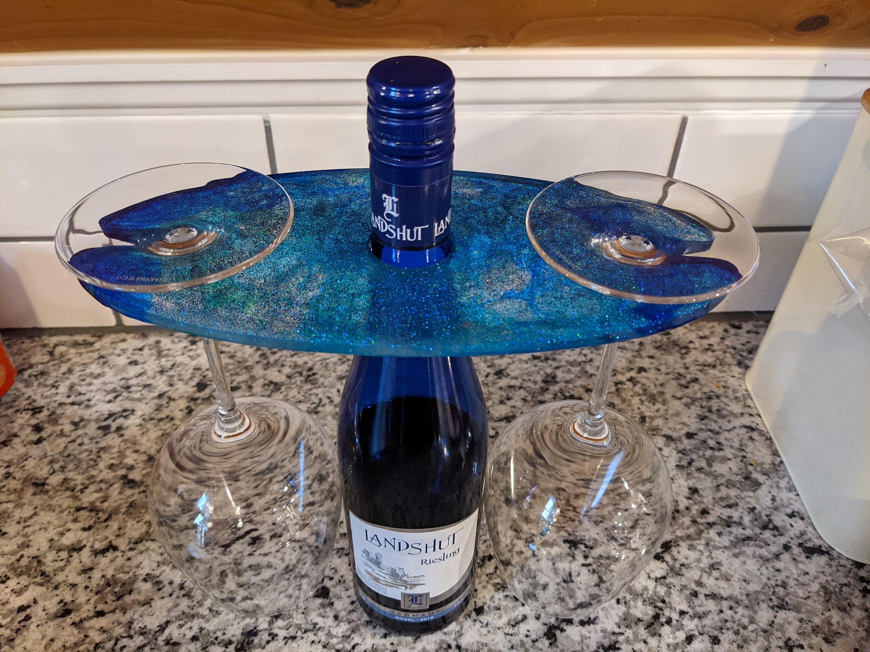 Resin wine rack for a bottle of wine and 2 wine glasses Etsy